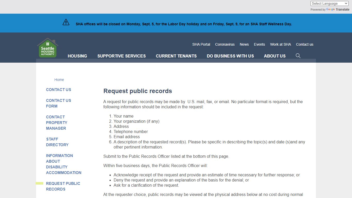 Request public records | Seattle Housing Authority